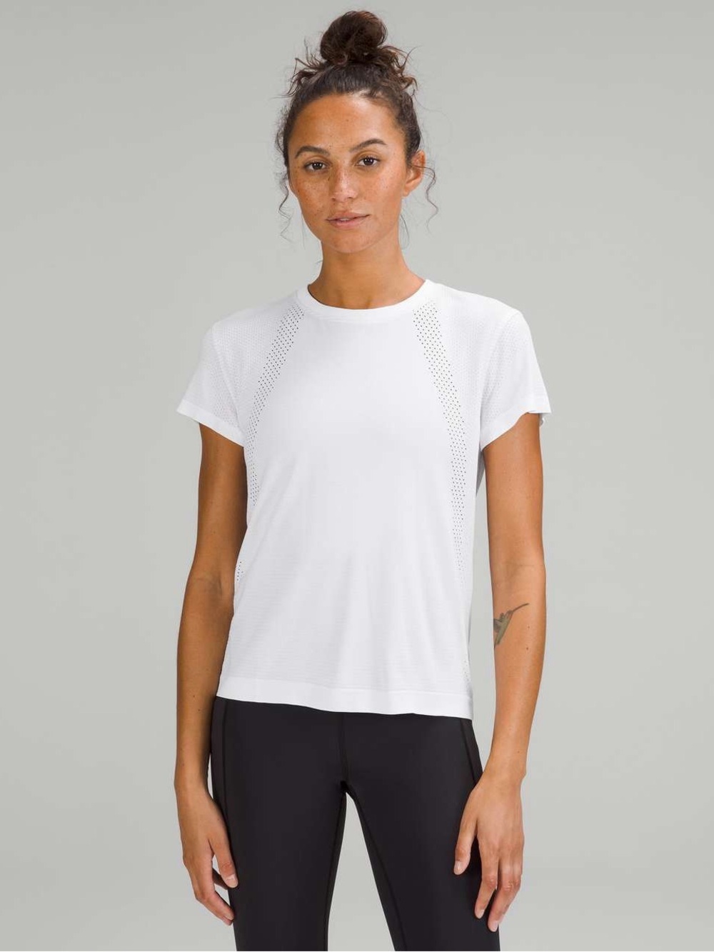 Lululemon Train to Be Short-Sleeve Shirt
White size 6 open hole knit